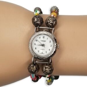 CASSANT VINTAGE COLORFUL  BEADED MEMORY WIRE BRACELET STYLE WATCH
